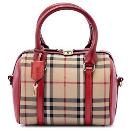 Burberry Beige Small Haymarket Check Canvas Alchester Bowling Bag