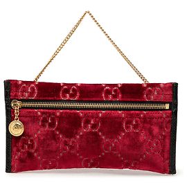 Gucci Red GG Velvet Rajah Pouch