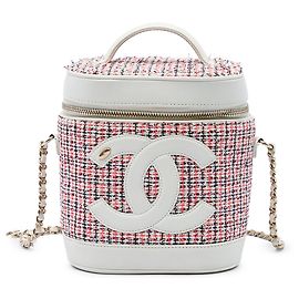 Beauty Case Chanel in Tweed Rosso e Pelle d'Agnello CC
