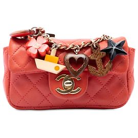 Chanel Red Extra Mini CC Quilted Lambskin Cruise Charms Flap