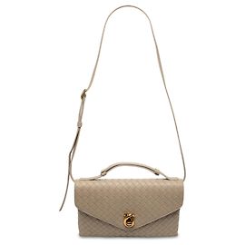 Sac à main Bottega Veneta Beige Nappa Intrecciato Knot Lock avec poignée supérieure
