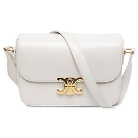 Céline Celine White Classique Shiny Calfskin Triomphe Crossbody