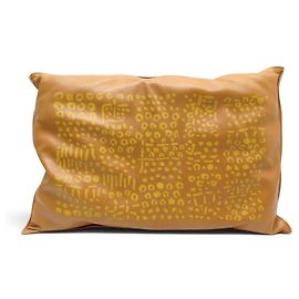 Hermès COUSSIN HERMES PETIT H COUSSIN EN CUIR D'AGNEAU GOLD PEINT H1060878 PILLOW
