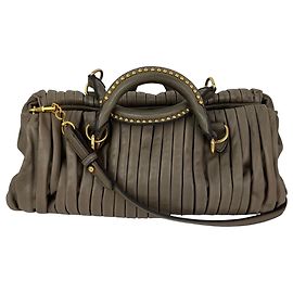 Sac Bowling Miu Miu Nappa Plissé Beige Cammeo Vintage