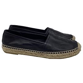 Yves Saint Laurent Espadrille-Sandalen aus schwarzem Leder