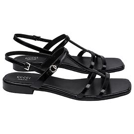 Sandali bassi Slim Horsebit Gucci in pelle nera