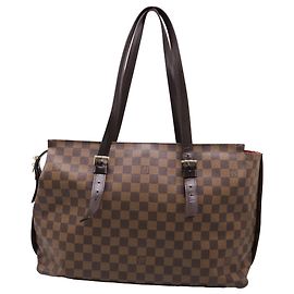 Borsa Tote Chelsea Louis Vuitton Damier Ebene in pelle marrone