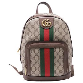 Gucci Ophidia kleiner Rucksack aus beigem beschichtetem Canvas