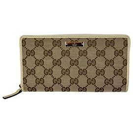 Portafoglio Gucci GG Logo Beige Zip Around in tela