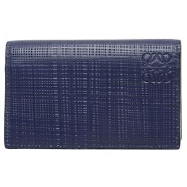 Porta-cartões de couro azul marinho Anagram da Loewe