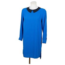 Stella Mc Cartney Vestido curto Stella McCartney azul com gola preta
