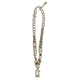 Galliano Collana a Catena Grossa con Pendente Lettera G in Cristalli