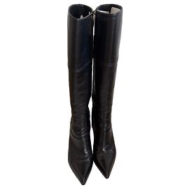 Luciano Padovan Botas altas de cuero negro
