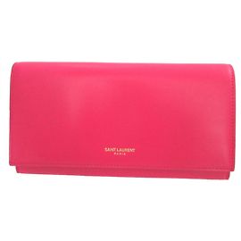 Yves Saint Laurent Pink Leather Bi-Fold Long Wallet