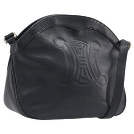 Céline Borsa a tracolla CELINE Macadam Pelle Nero Tono Oro Auth 207920A