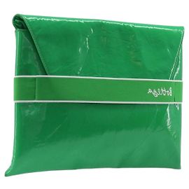 Sac pochette Bottega Veneta en cuir verni Vert Auth BA16415A