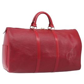 LOUIS VUITTON Epi Keepall 50 Boston Bag Red M42967 LV Auth 205802A