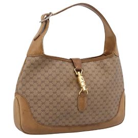 Borsa GUCCI Micro GG Supreme Jackie PVC Beige Gold Auth 208663