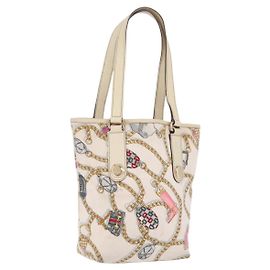 Bolso Tote GUCCI Satin White Gold 153361 Auth ep16297