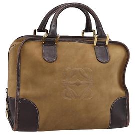 Borsa a mano LOEWE Amazona Suede Beige Gold Auth ka6550