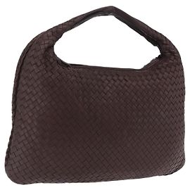 Bolsa Hobo Bottega Veneta INTRECCIATO Couro Marrom Dourado 115654 Auth BA15963V