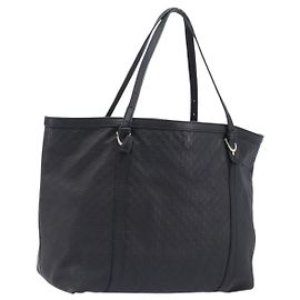 Saco Tote GUCCI Micro GG Canvas Guccissima Couro Preto Dourado 449647 Auth ka6642