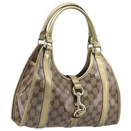 Borsa a tracolla GUCCI GG Crystal Jackie Beige Gold 203495 Auth 208732