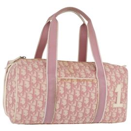 Christian Dior Trotter Handtasche PVC Rosa Silber Auth mr2982