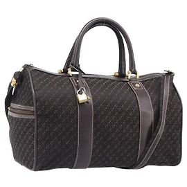 Sac LOEWE Anagram Boston Bag Canvas 2way Black Gold Auth 205111