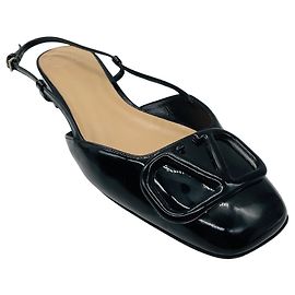 Valentino Garavani Escarpins slingback VLogo Valentino en cuir verni noir