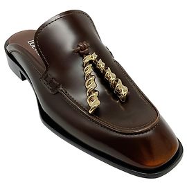 Loewe Brown Leather Edge Loafer Mules
