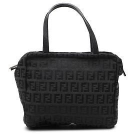 Black Fendi Zucchino Canvas Handbag