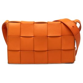 Bolsa Tiracolo Bottega Veneta Cassette em Nappa Intrecciato laranja