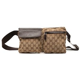 Borsa cintura Gucci GG Canvas beige con doppia tasca