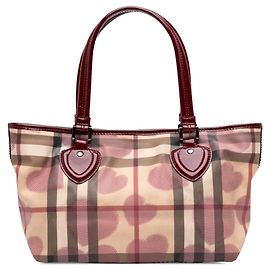 Burberry House Check Gracie Tote aus beschichtetem Canvas in Rot mit Herzen