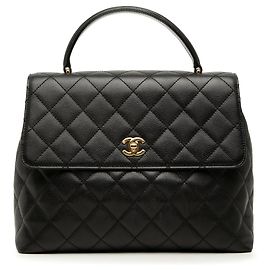 Chanel CC Quilted Caviar Kelly Top Handle Bag Handtasche Schwarz
