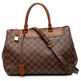 Borsa Satchel Louis Vuitton Damier Ebene Greenwich PM Marrone