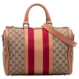 Borsa Boston Satchel Gucci Medium GG Canvas Web Joy Beige