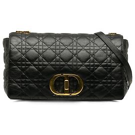 Black Dior Large Cannage Caro Crossbody Bag