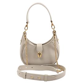 Bulgari Bvlgari Serpenti Ellipse Schultertasche aus Leder in Grau