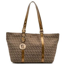 Borsa Tote Fendi Zucchino Canvas Superstar Beige