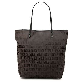 Borsa Tote Fendi Zucchino in tela marrone