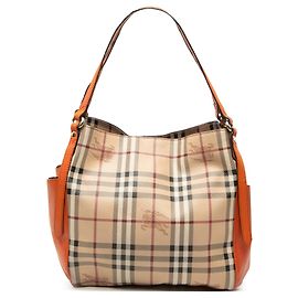 Bolso Tote Burberry Canterbury Small Haymarket Check de lona revestida beige y piel de becerro