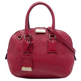 Burberry Small Heritage Orchard Bowling Bag Satchel aus rotem genarbtem Kalbsleder