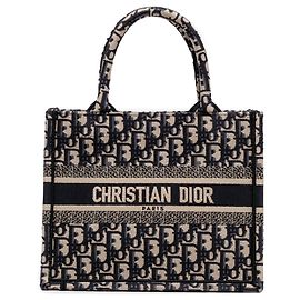 Borsa Book Tote Small in tela Oblique blu Dior