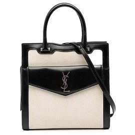 Autre Marque Bolso Satchel Uptown Small de lona blanca Saint Laurent