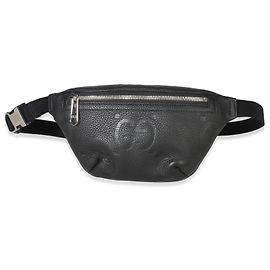 Bolso cinturón pequeño Gucci en piel de becerro Piuma negro con relieve Jumbo GG