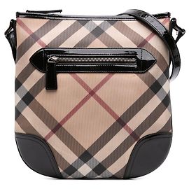 Borsa a tracolla Burberry Dryden in tela rivestita Supernova Check beige