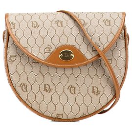 Borsa a tracolla Dior in tela rivestita motivo a nido d'ape beige