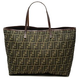 Borsa Tote Roll Medium in tela Zucca marrone Fendi